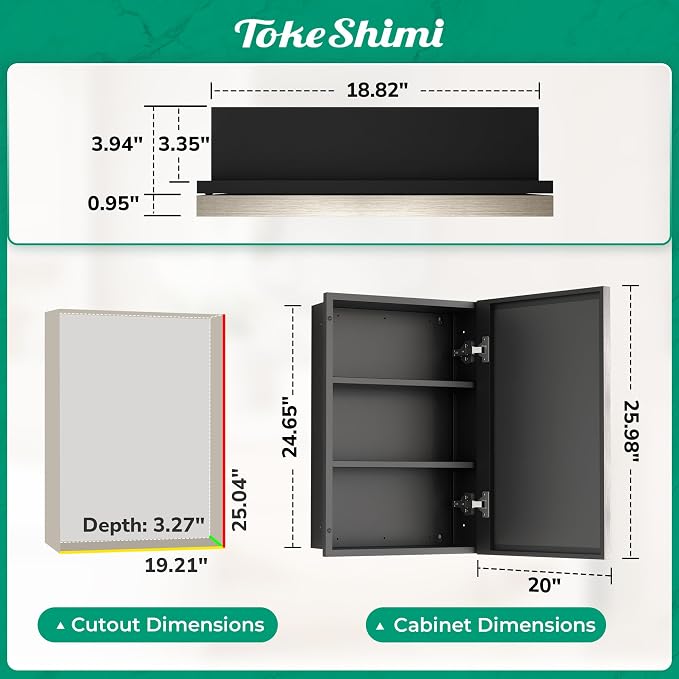 TokeShimi 20 x 26 Recessed Medicine Cabinet - Image 2
