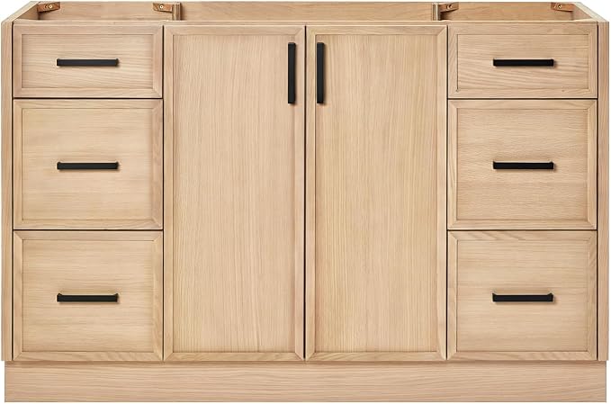ARIEL Kelly 54 inch Bathroom Vanity Without Sink in White Oak, Bathroom Base by Ariel