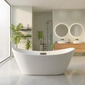 Freestanding Bathtubs 59 Inch Acrylic Soaking Tub, Oval White Stand Alone by Homfan