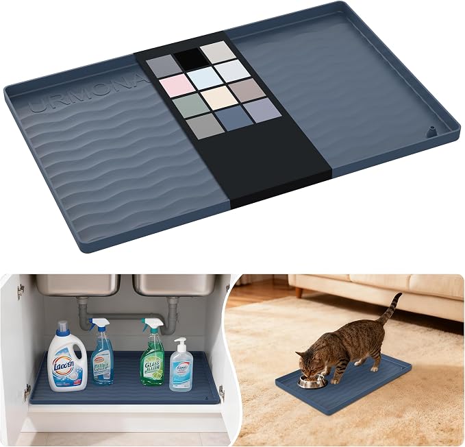 URMONA Waterproof Silicone Under Sink Mat 16'' x 10'' Shelf Liner by URMONA