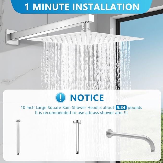 Rain Shower head, High Pressure Shower Head Made of 304 Stainless Steel - Image 3