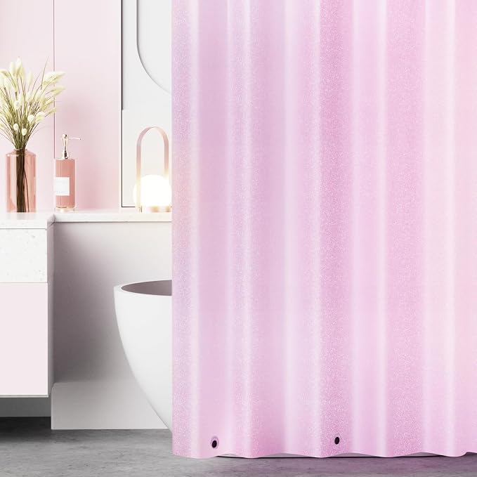 Dreamy Pink Glitter PEVA Shower Curtain Long 78 Length, Waterproof Plastic - Image 6