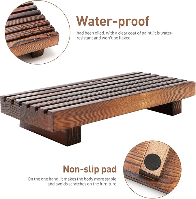 Small Kitchen Sink Soap Tray for Counter Soap Dish Dispenser Holder Wooden - Image 4