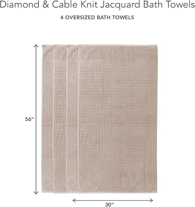 Texere 100% Organic Cotton Diamond Jacquard 700 GSM Luxury Bath Towel Sets - Image 6