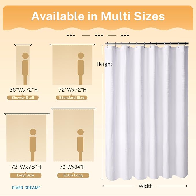 River Dream 3 in 1 Waffle Shower Curtain Set, - Image 6