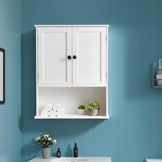 Bathroom Wall Cabinet, Hanging Cabinet Over Toilet Storage Adjustable Shelves - Image 9