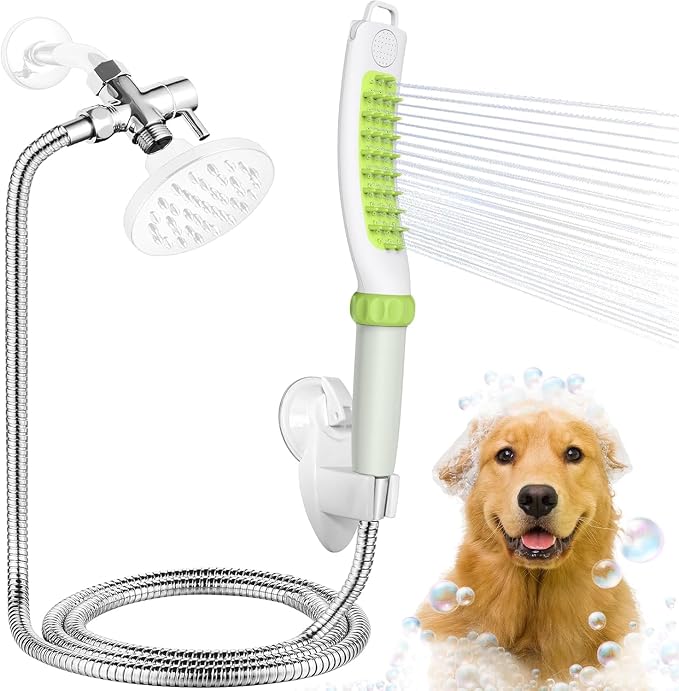Dog Shower Attachment, Rubber Dog Grooming Bath Brush by Tirmen