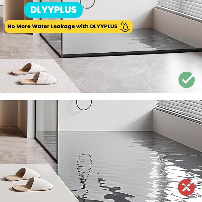 Shower Threshold Water Dam Barrier 67", Silicone Sealant Included, Collapsible - Image 4