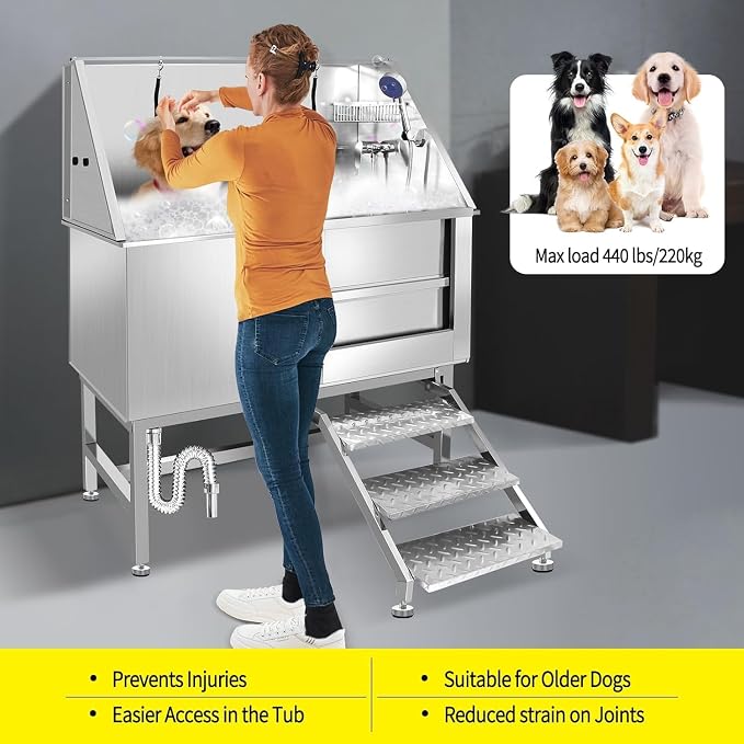 50 Inch Stainless Steel Dog Washing Station, Professional Grooming Tub - Image 6