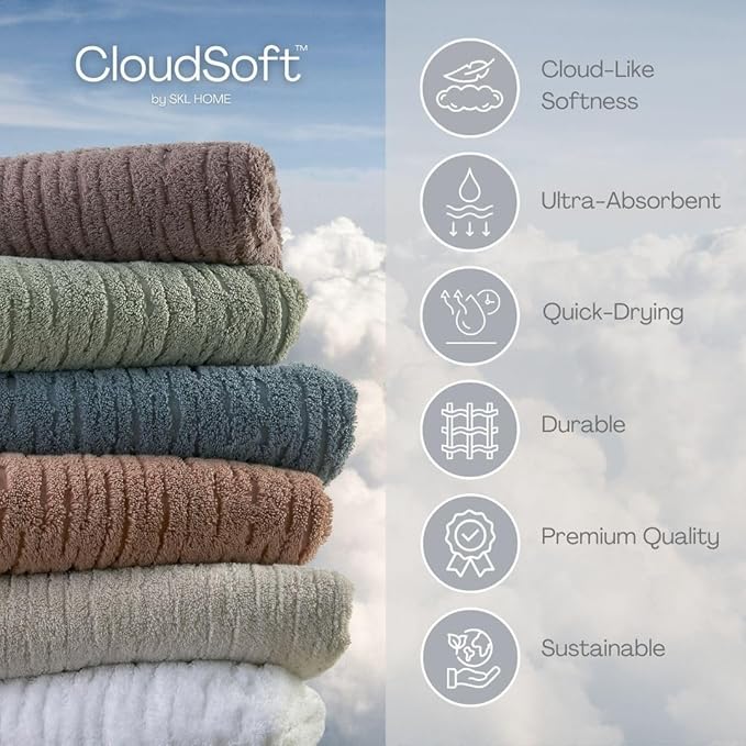 SKL Home CloudSoft Cotton Luxury Hand Towel 2pc Set - Image 8