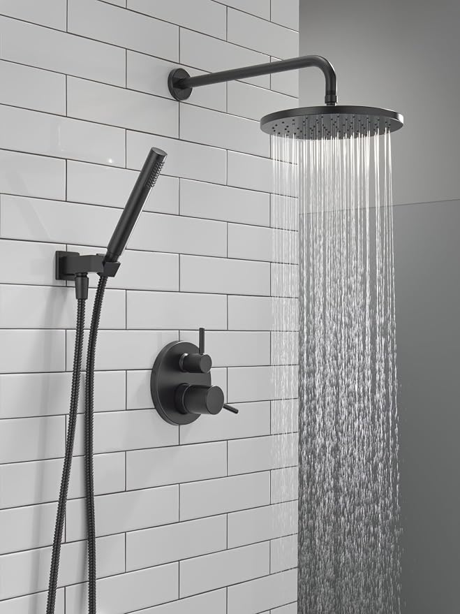 Delta Modern 14 Series Round Rain Shower System Faucet Set, Rainfall Matte - Image 2