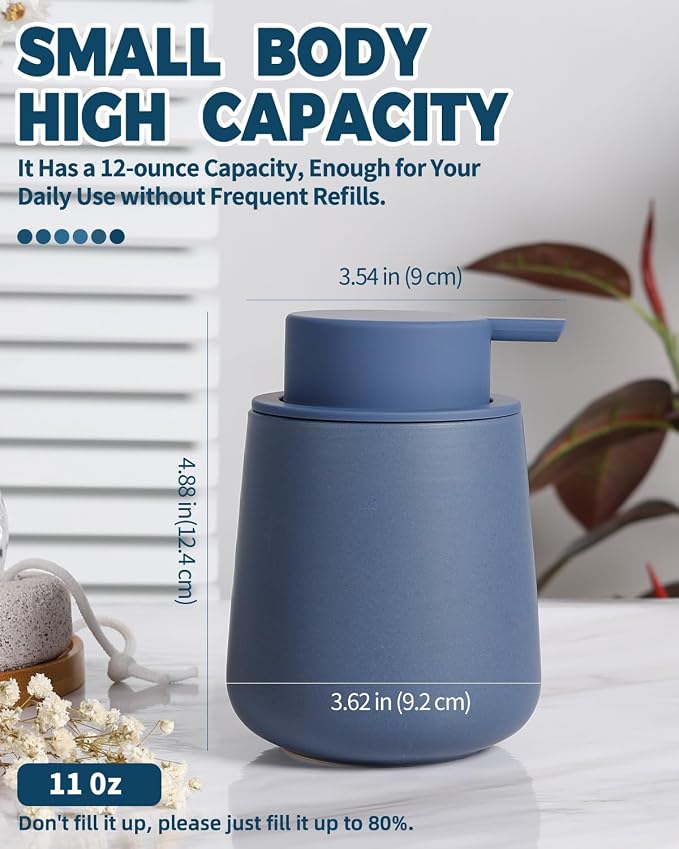 Bosilunlife Ceramic Foaming Soap Dispenser - 12oz Nave Blue Foam Hand Wash - Image 3