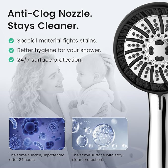 Filtered Shower Head with Handheld, High Pressure 8 Spray Showerhead with - Image 6