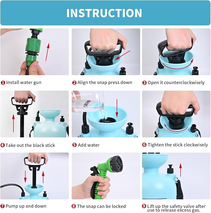 Portable Shower Orange 5L with 7 Spray Modes, Hand Press with Removable Hose - Image 7