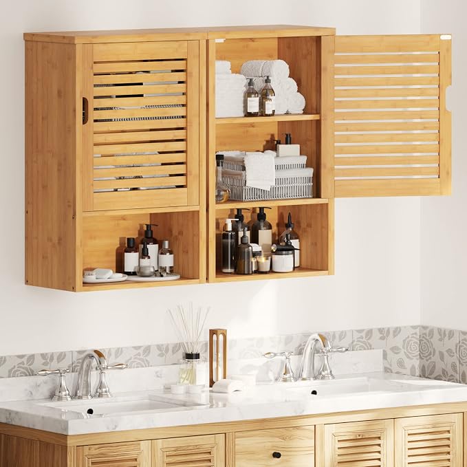 VIAGDO Bathroom Wall Cabinet, Wooden Medicine Cabinet - Image 6