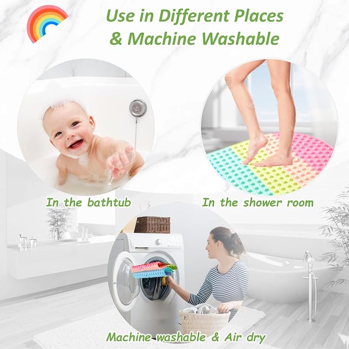 Baby & Toddler Bath Mat for Tub，Silicone Non Slip Bathtub Mat for Kids - Image 7