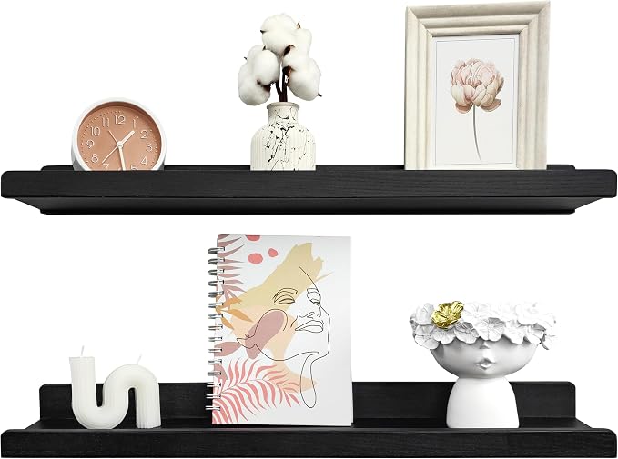 Wood Wedge Floating Shelves for Wall 24 inch, Photo & Picture Ledge, Kids Book - Image 7