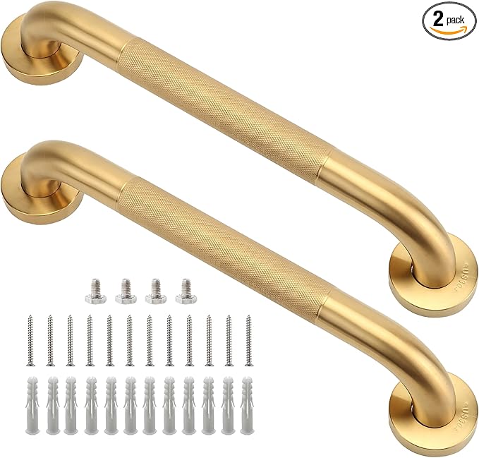 Shower Grab Bar, 2 Pack 16 Inch Gold Bathroom Grab Bar, 1.25" Diameter 304 by Rackickyer