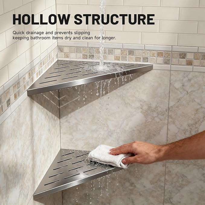 Corner Shower Shelves 10" Brushed Nickel, 2 Pack 304 Stainless Steel Shower - Image 8