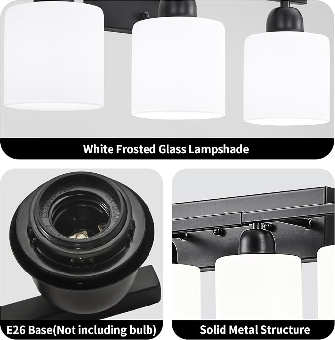 8 Light Black Bathroom Light Fixtures Over Mirror - Image 9