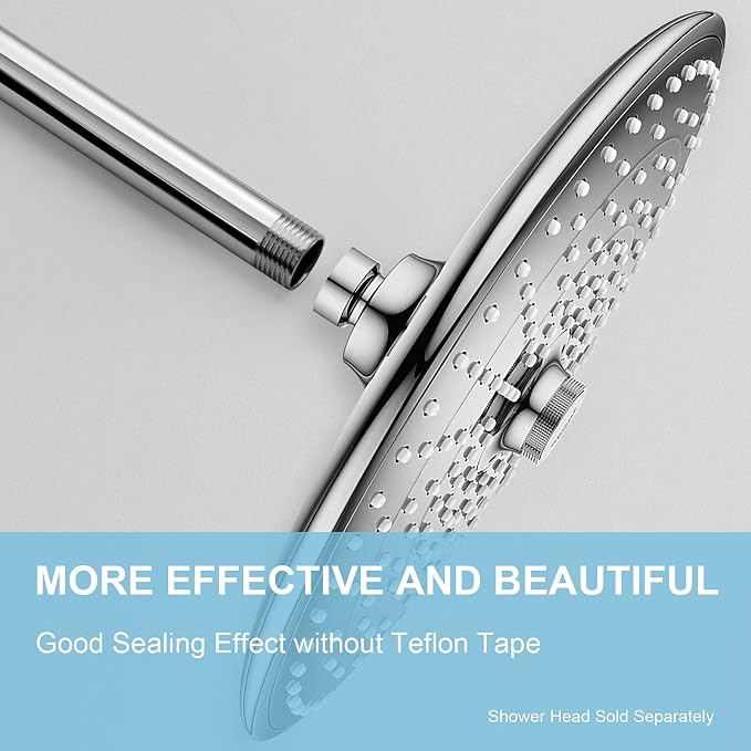 OFFO Shower Arm with Flange, 10 in Ceiling Mount Replacement Rain Shower Head - Image 2