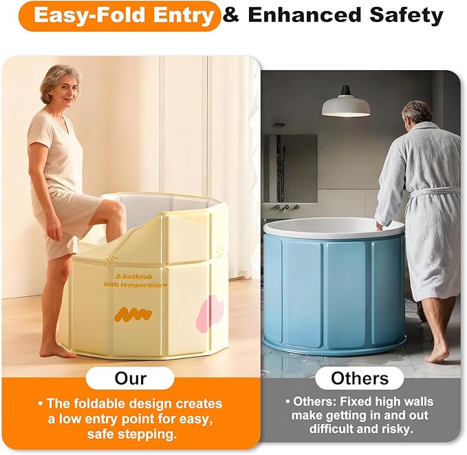 Portable Bathtub for Adult 29.5"x31.5" Collapsible Cold Plunge Bathtub Foldable - Image 3