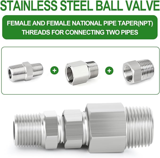 TAISHER 10PCS 304 Stainless Steel Pipe Fitting, 1/2" NPT Male x 1/2" NPT Female - Image 6