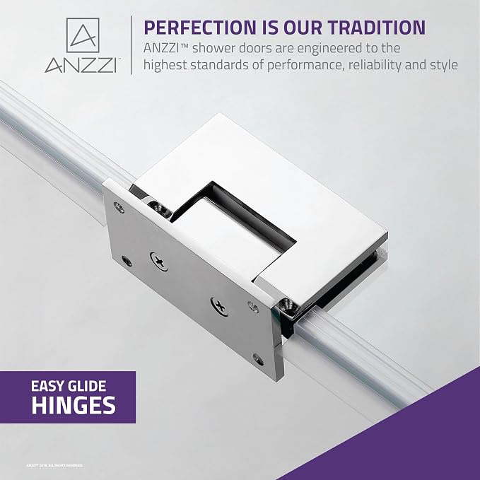 ANZZI 70" x 24" Frameless Shower Door in Polished Chrome, Water Repellent Glass - Image 5