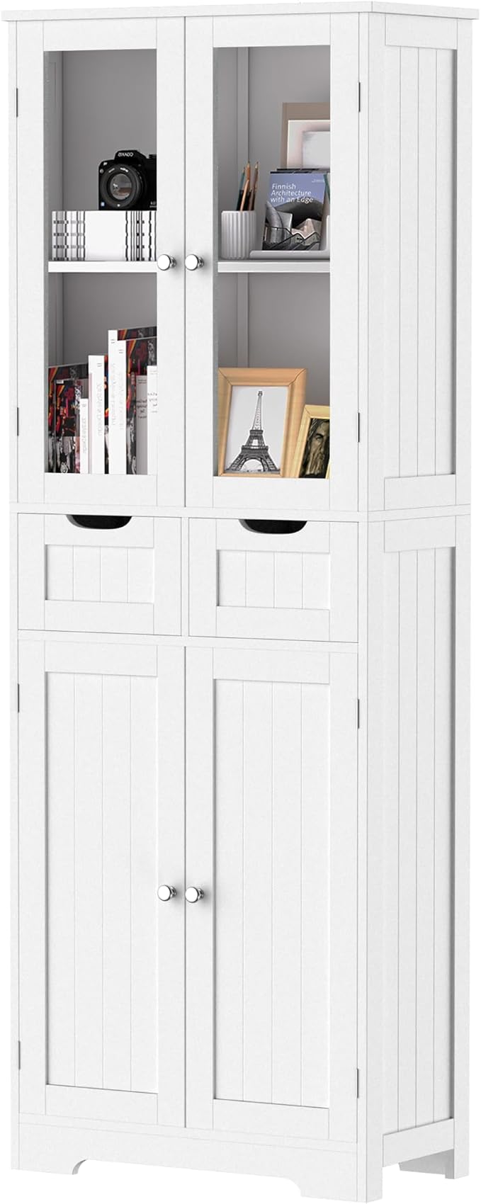67" Tall White Bathroom Cabinet Storage Cabinet, Freestanding Storage Cabinet - Image 8