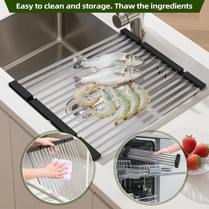 GAViA Roll Up Dish Drying Rack Over The Sink Drying Rack Stainless Steel Sink - Image 5