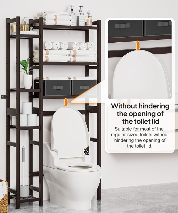 Homde Over The Toilet Storage, Bamboo Bathroom Organizer - Image 4