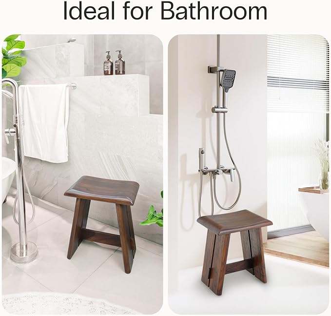 StrongTek Teak Shower Stool for Bathroom, Teak Bath Bench, Ergonomic Curved Seat - Image 6
