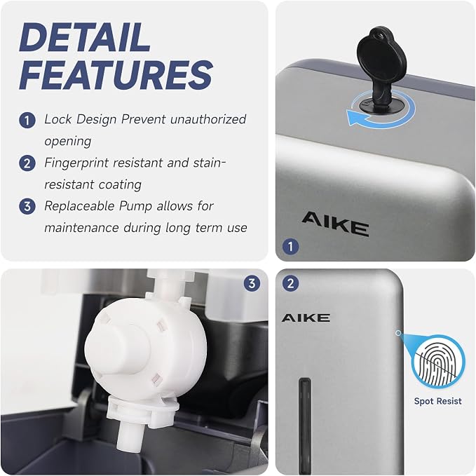 AIKE Wall Mount Liquid Soap Dispenser - Image 6