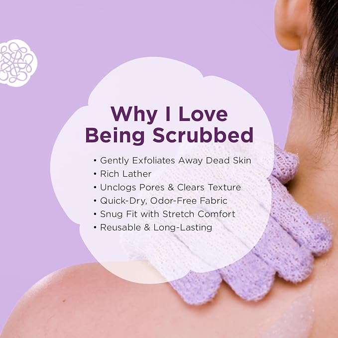 Love Being Scrubbed Body Exfoliating Gloves, Stretchy Exfoliating Body Scrubber - Image 6