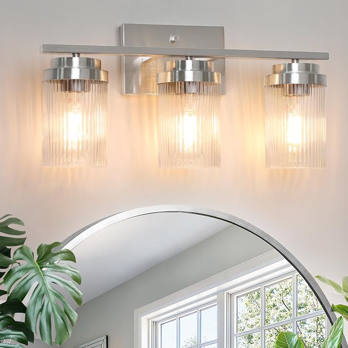 Modern Classic Brushed Nickel Vanity Light Fixture by JUNNAI