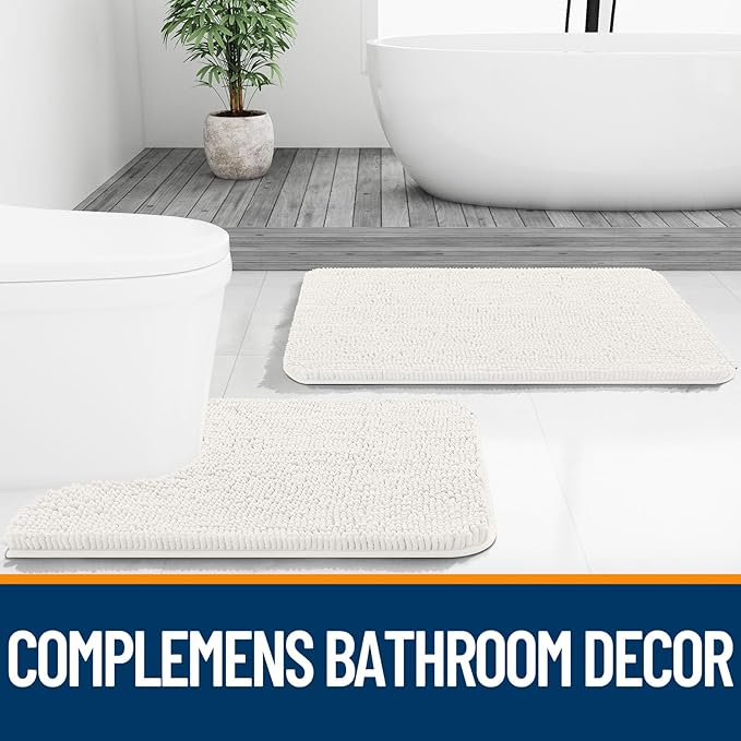 OLANLY Bathroom Rugs 40x24, Extra Soft Absorbent Chenille Bath Rugs, Rubber - Image 7