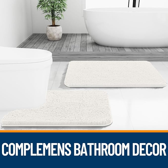 OLANLY Bathroom Rugs 40x32, Extra Soft Absorbent Chenille Bath Rugs, Rubber - Image 7
