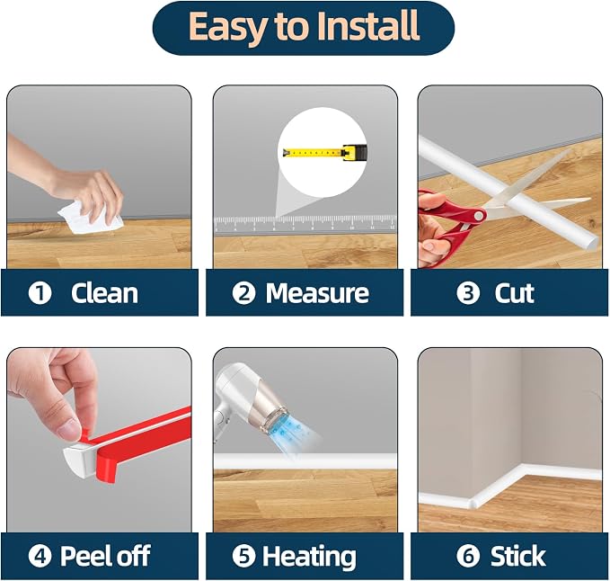 Flexible Quarter Round Molding Trim, Self Adhesive Wall Trim Mini Peel and - Image 6