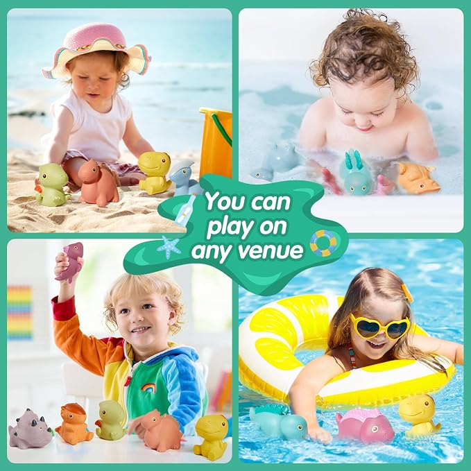 Bath Toys, Dinosaur 9 Pack | Sealed, No Hole & Mold Free Bath Toys Design | Soft - Image 9
