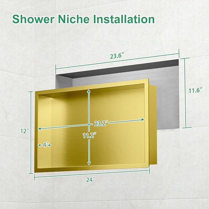 SaniteModar Shower Niche, Stainless Steel Shower Niche 12" X 24" No Tile Needed - Image 3