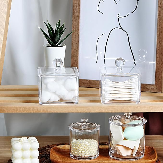 Modern Square Qtip Holder Acrylic Bathroom Vanity Countertop Storage Organizer - Image 6