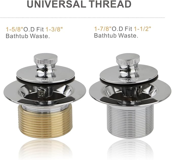Chrome Polished Bathtub Tub Drain Conversion Kit Assembly, Wellup Lift and Turn - Image 4