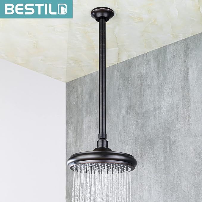 BESTILL 16 Inch Ceiling Mount Rain Shower Head Arm and Flange, Oil Rubbed Bronze - Image 3