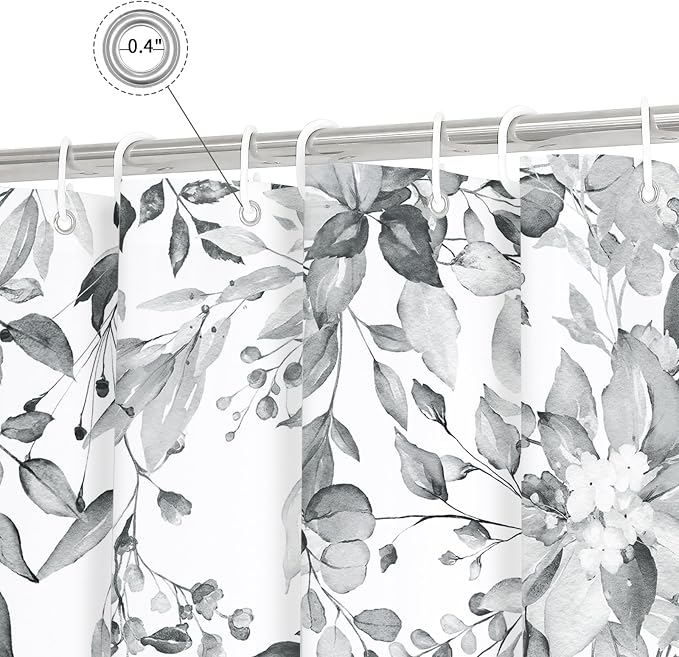 Gibelle Small Stall Shower Curtain 36 x 72, Narrow Grey Floral Decorative - Image 4
