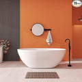 Upgraded 65" Solid Surface Freestanding Bathtub, Oval Stone Resin Tub by HIGEINE