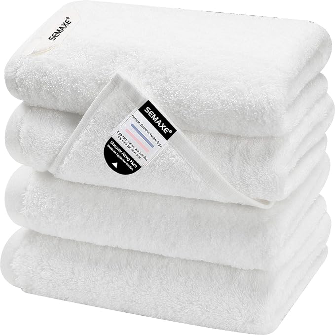 SEMAXE 100% Cotton Hand Towel for Bathroom, Hotel Spa Quality Absorbent Towels by SEMAXE