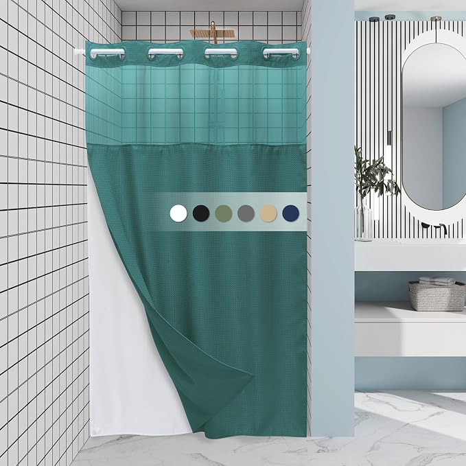 Seaweed Green Stall No Hook Shower Curtain by EUTXL