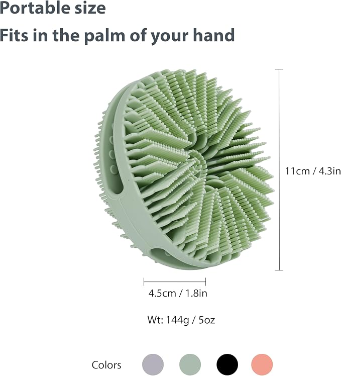 2 PC Silicone Exfoliating Body Scrubber, Silicone Body Shampoo Brush, Soft - Image 3