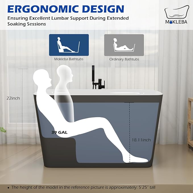 47" Lucite Acrylic Freestanding Bathtub，Square Shape Janpanese Soaking Tub - Image 3