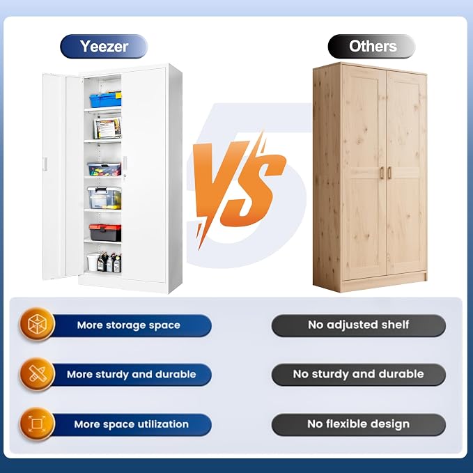 Metal Storage Cabinet, 71 Inch Tall Metal Storage Cabinet - Image 7